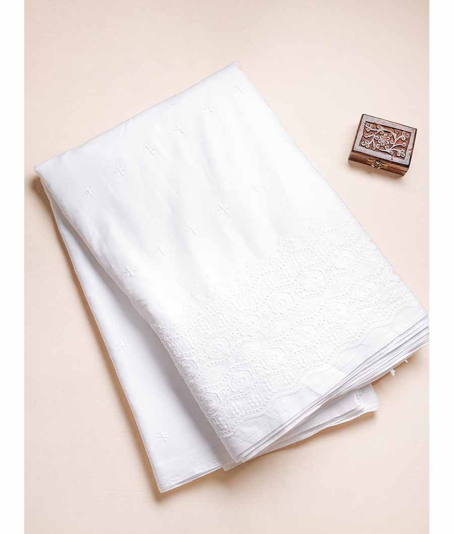 PURE COTTON SCHIFFILI WORK BORDER FABRIC