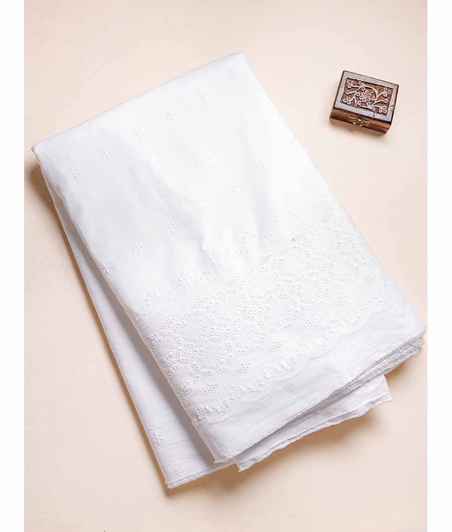 PURE COTTON SCHIFFILI WORK BORDER FABRIC