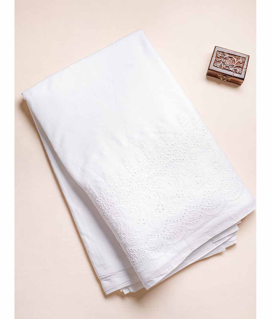 PURE COTTON SCHIFFILI WORK BORDER FABRIC