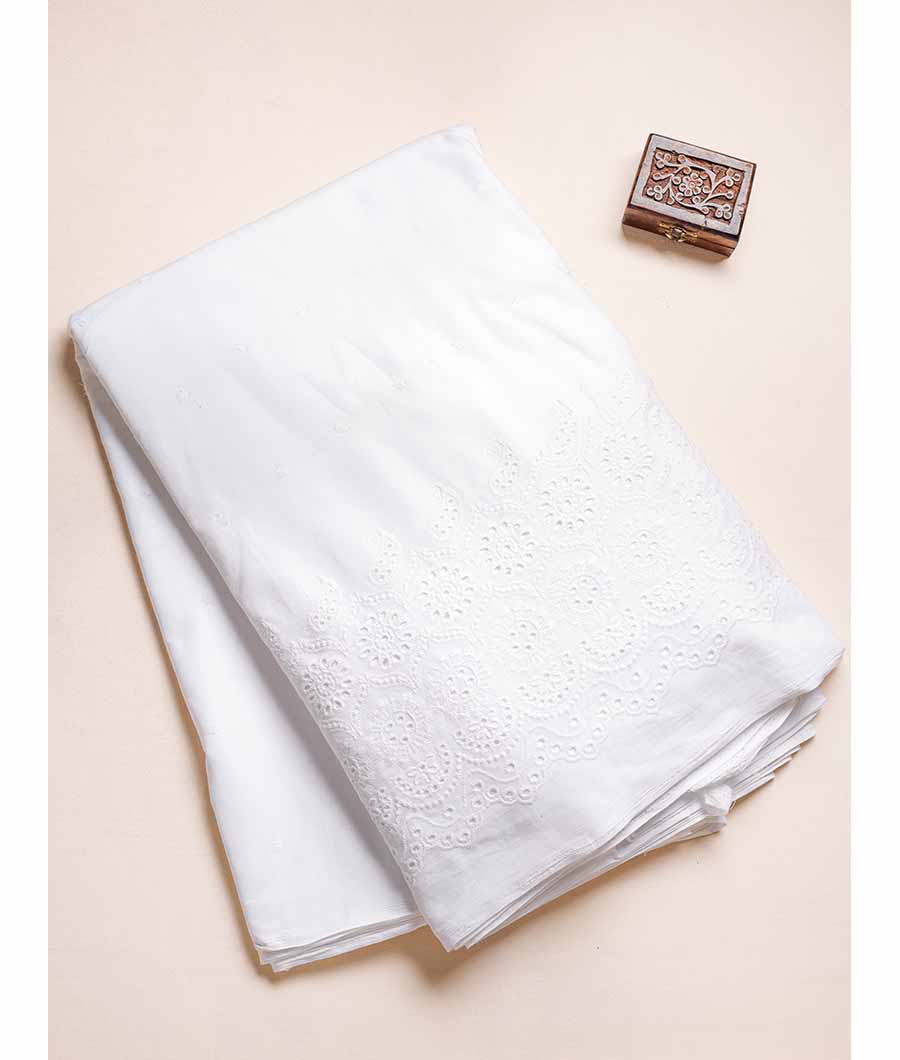 PURE COTTON SCHIFFILI WORK BORDER FABRIC