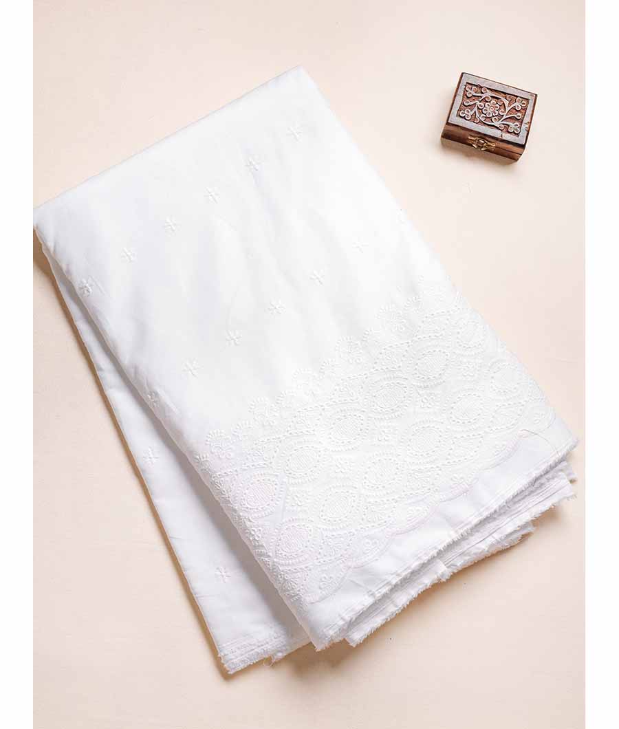 PURE COTTON SCHIFFILI WORK BORDER FABRIC