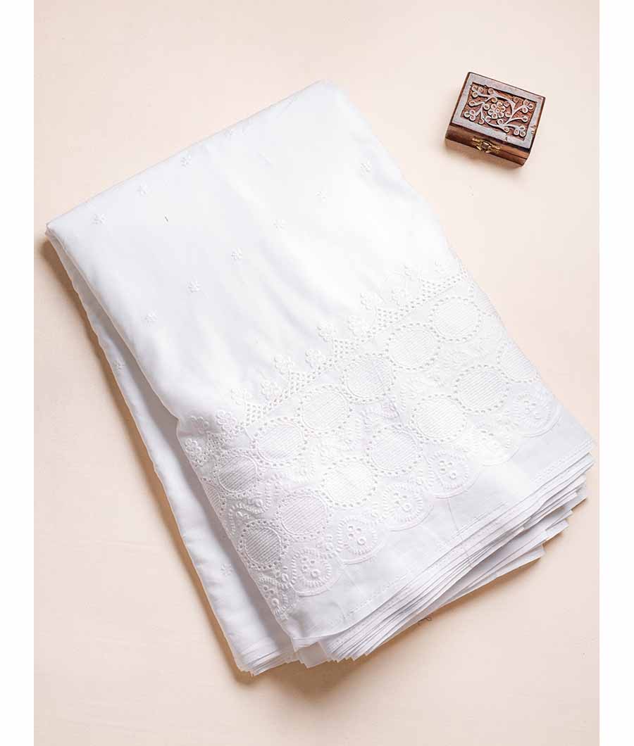 PURE COTTON SCHIFFILI WORK BORDER FABRIC