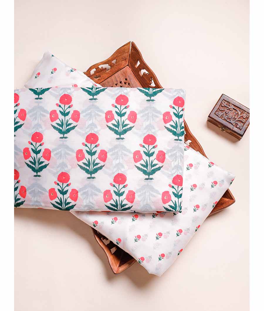 SOFT CHANDERI SILK PRINTED FABRICS