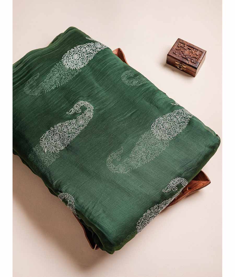 MUL CHANDERI ZARI EMBROIDERED FABRIC