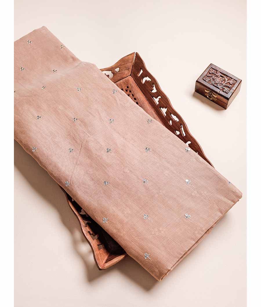 MUL CHANDERI MIRROR WORK FABRIC