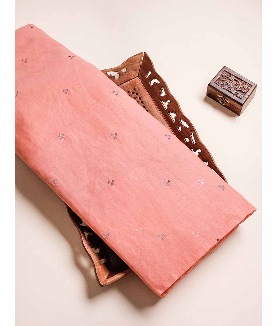 MUL CHANDERI MIRROR WORK FABRIC