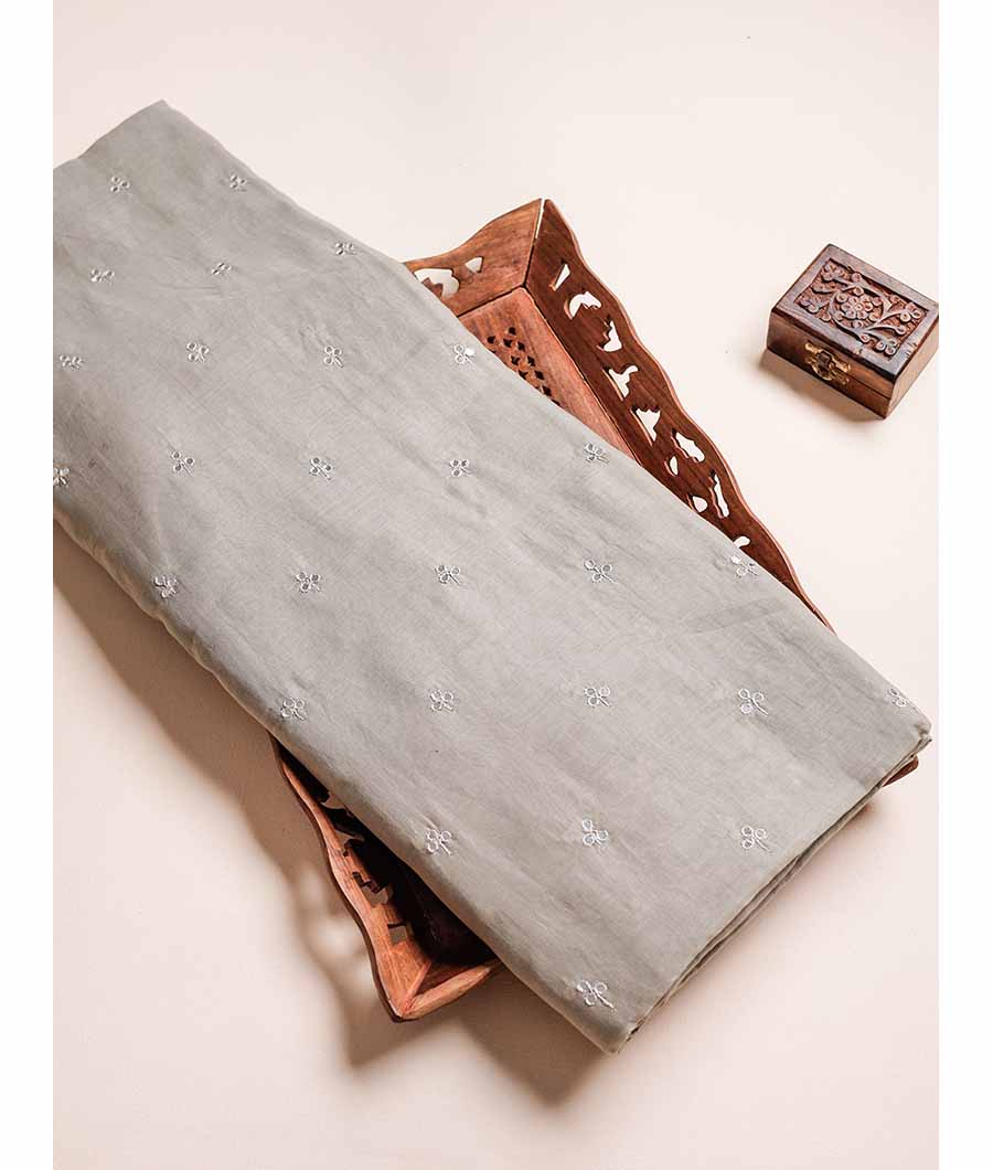 MUL CHANDERI MIRROR WORK FABRIC