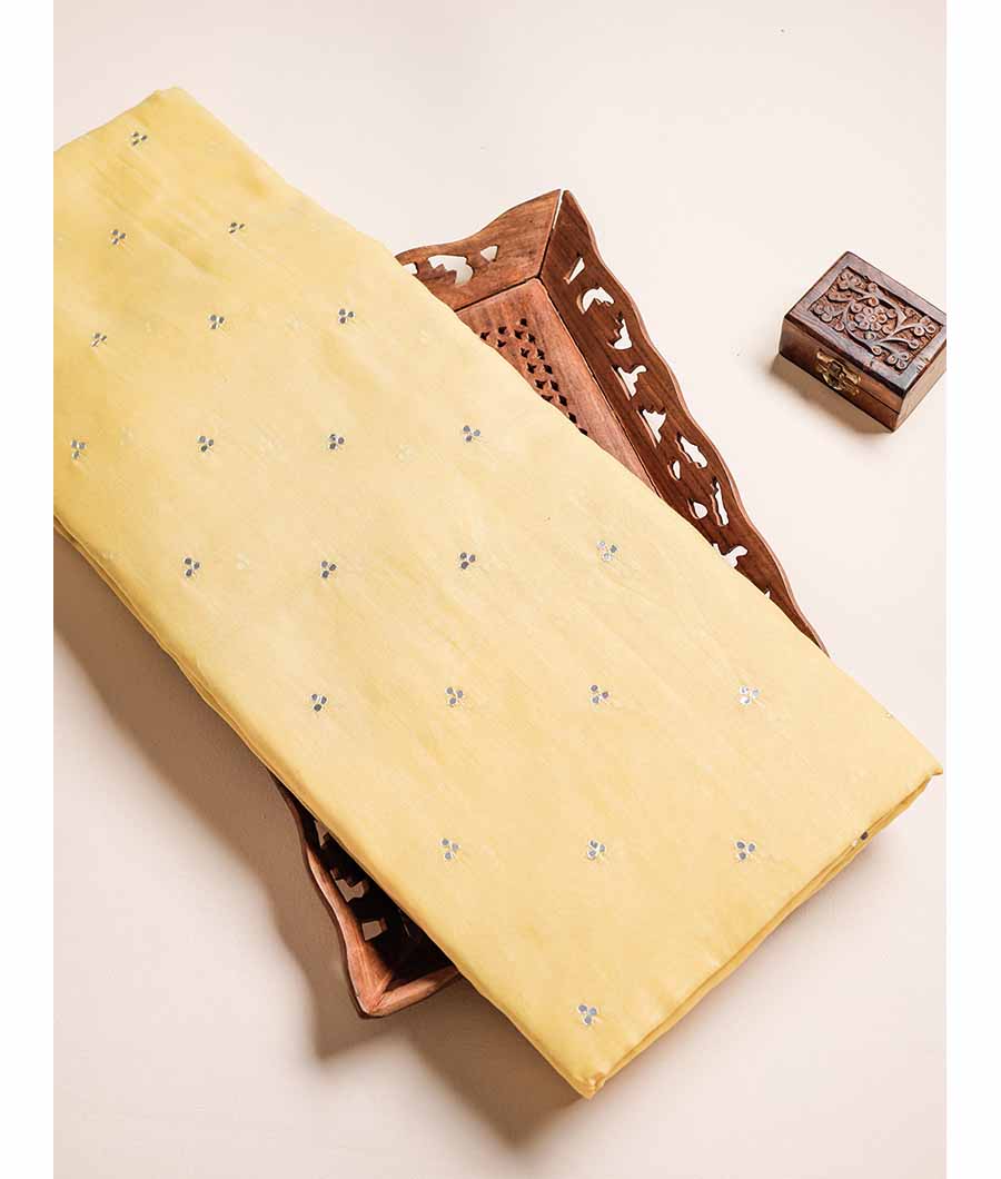 MUL CHANDERI MIRROR WORK FABRIC