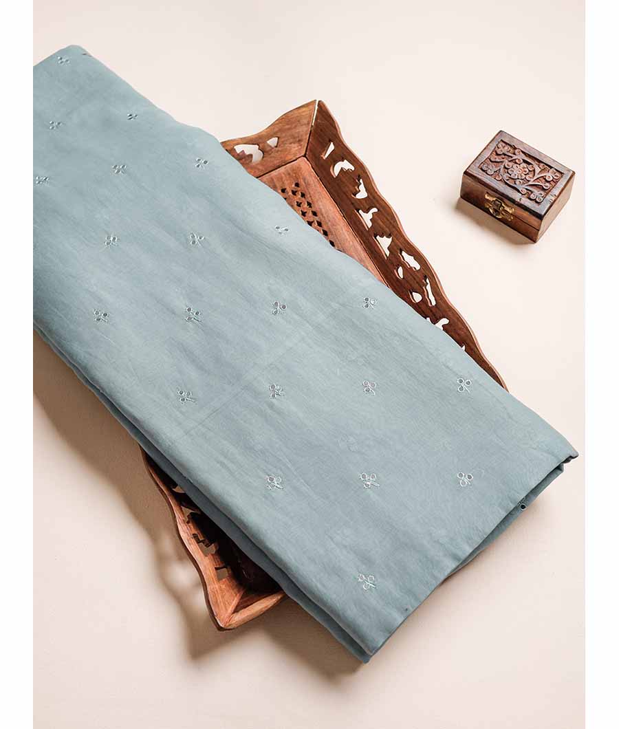 MUL CHANDERI MIRROR WORK FABRIC