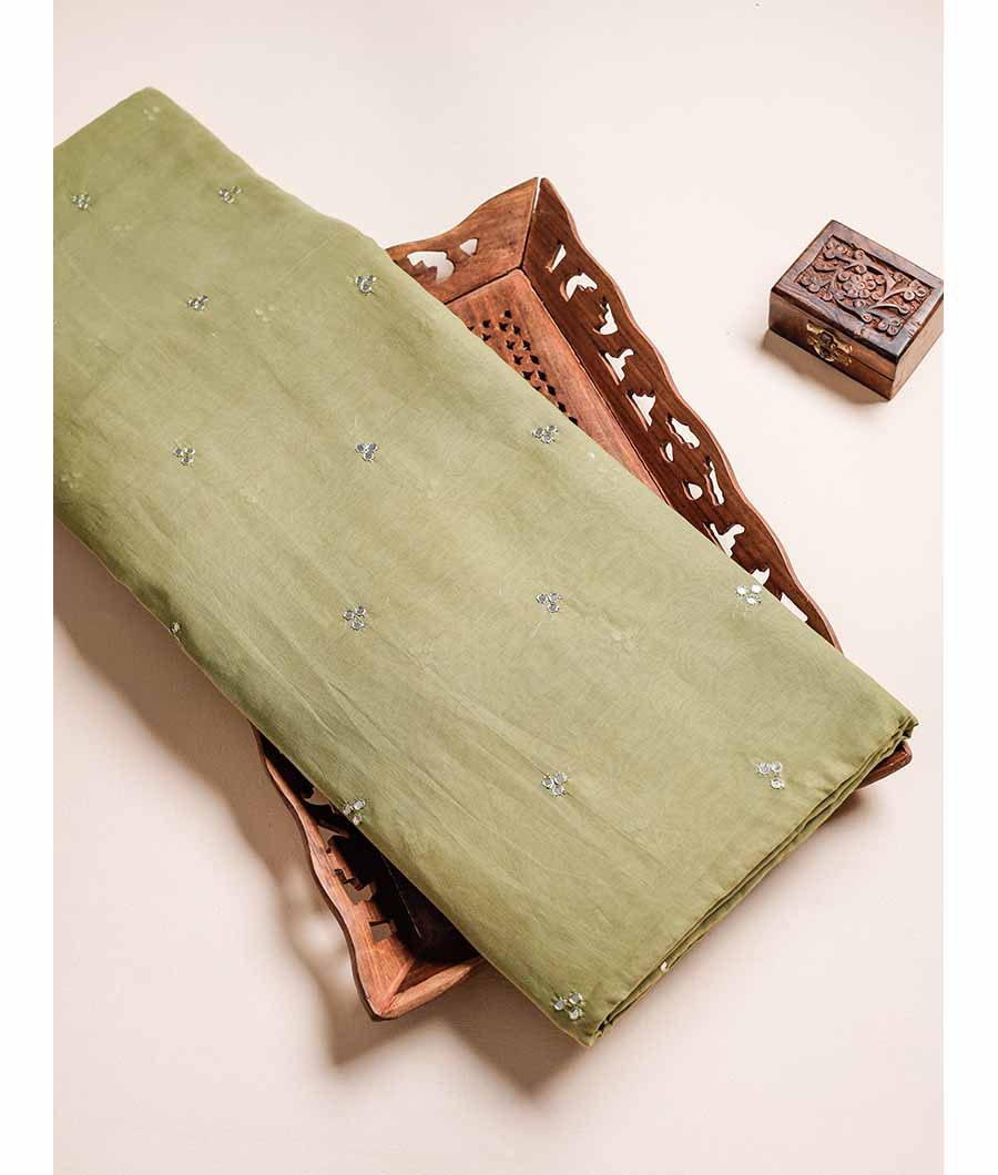 MUL CHANDERI MIRROR WORK FABRIC