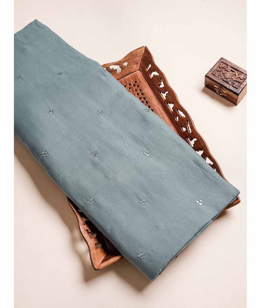 MUL CHANDERI MIRROR WORK FABRIC