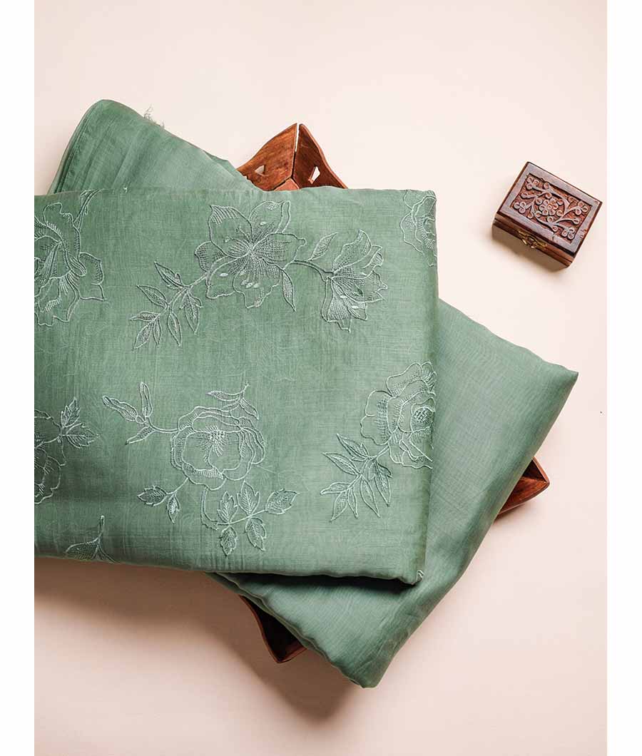 MUL CHANDERI EMBROIDERED AND PLAIN FABRICS