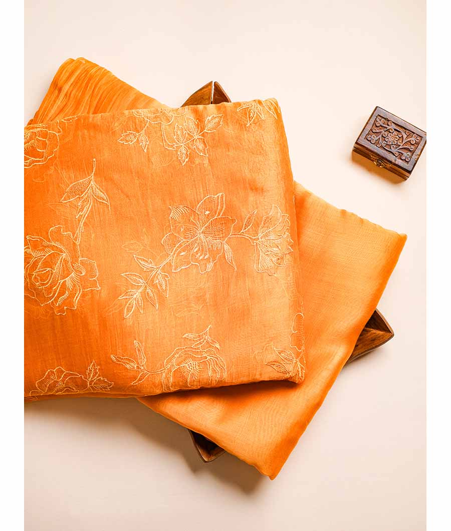 MUL CHANDERI EMBROIDERED AND PLAIN FABRICS