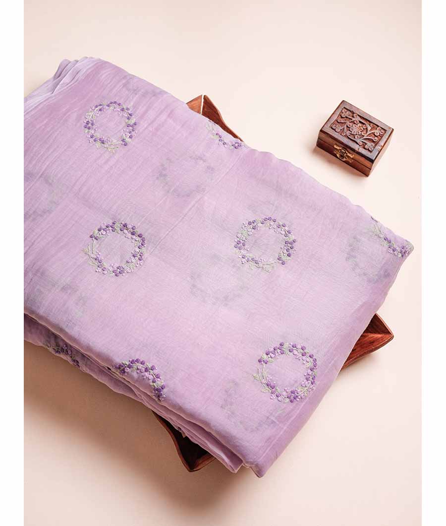 PURE MALAI CHANDERI EMBROIDERED FABRIC