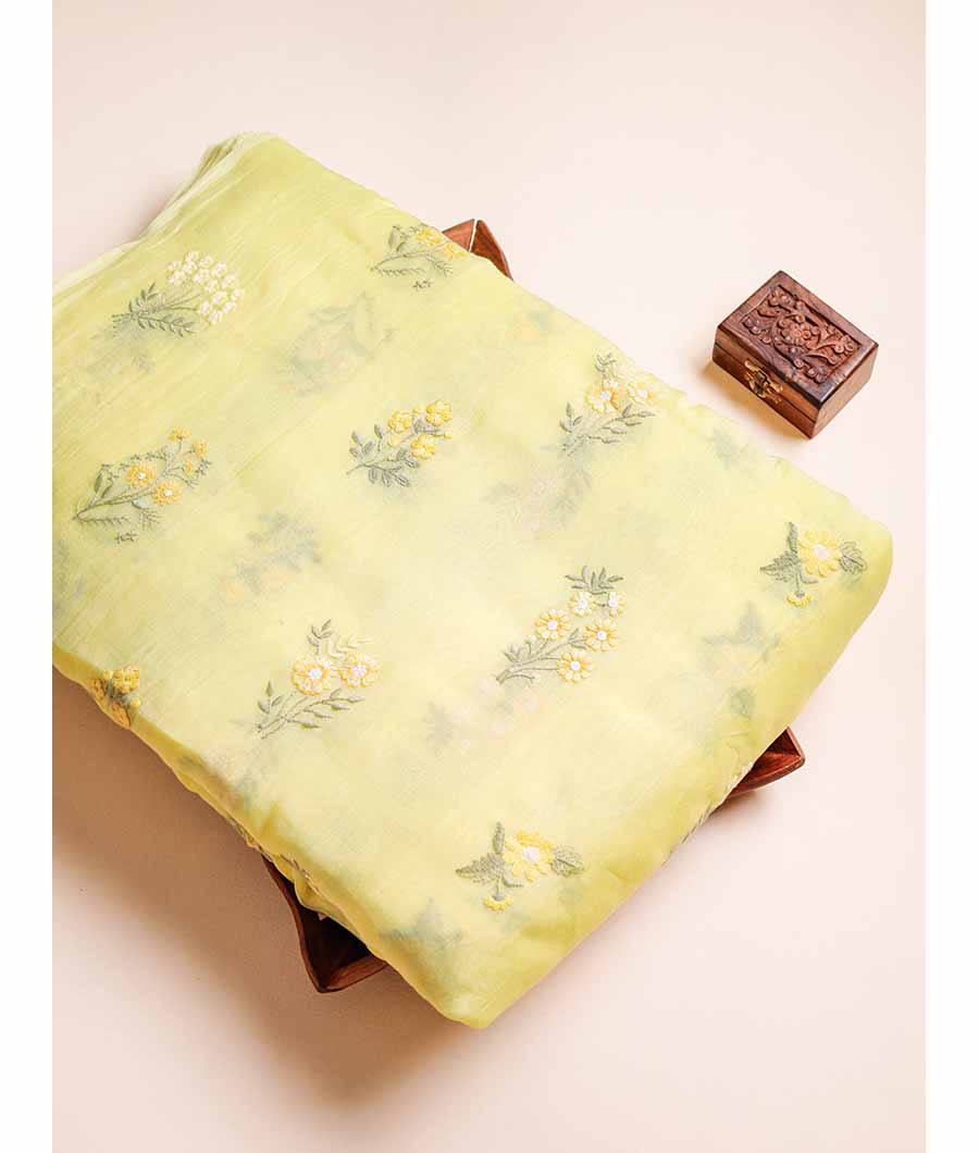 PURE MALAI CHANDERI EMBROIDERED FABRIC