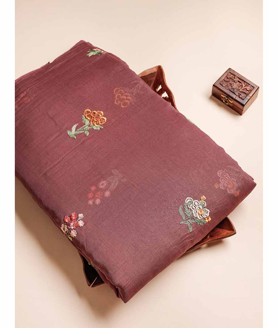 PURE MALAI CHANDERI EMBROIDERED FABRIC