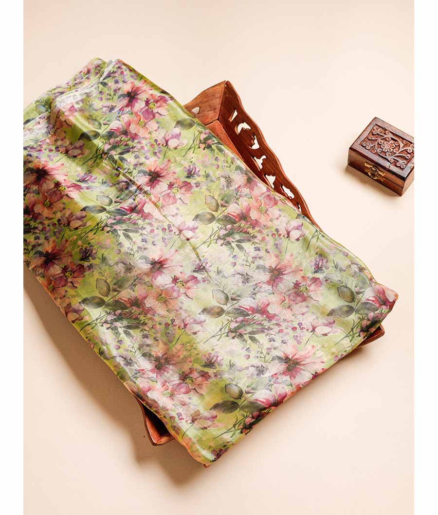 GLASS TISSUE ORGANZA PRINTED FABRIC