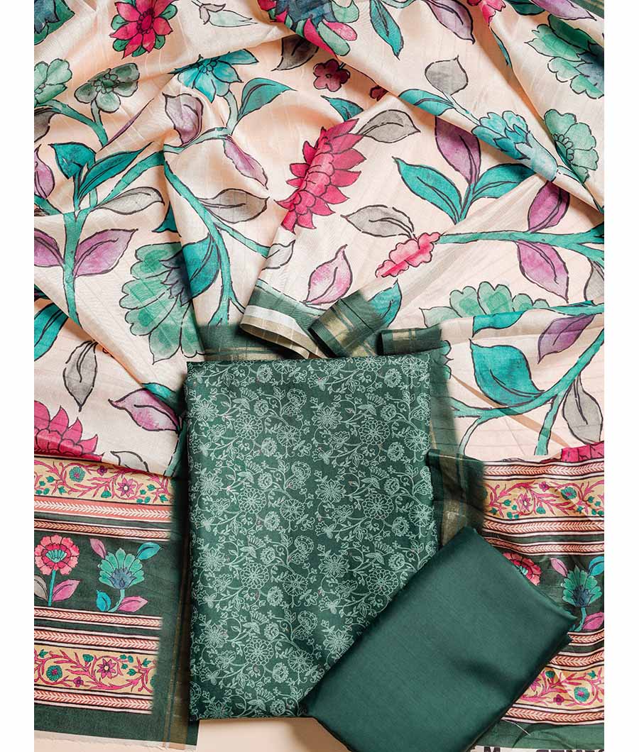 SEMI TUSSAR KALAMKARI SILK SUIT SET