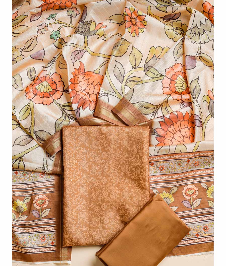 SEMI TUSSAR KALAMKARI SILK SUIT SET