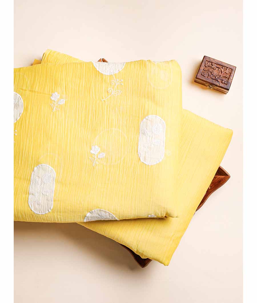 MUL CHANDERI APPLIQUE WORK & PLAIN FABRIC