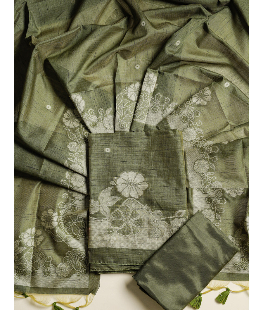 CHANDERI SILK JAMDHANI SUIT SET