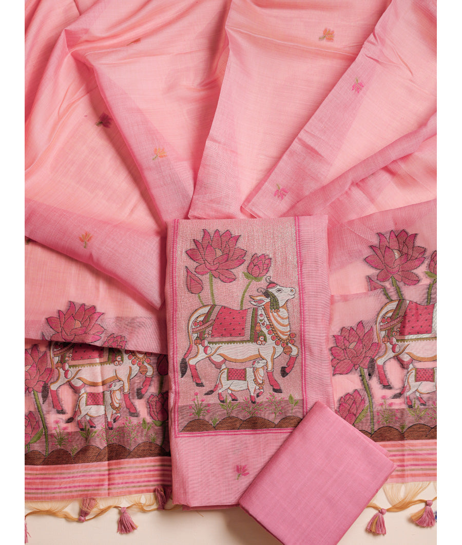 CHANDERI SILK JAMDHANI SUIT SET