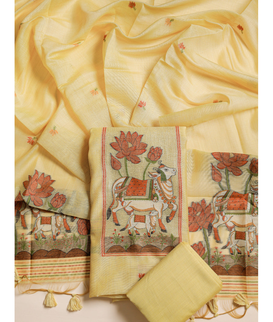 CHANDERI SILK JAMDHANI SUIT SET