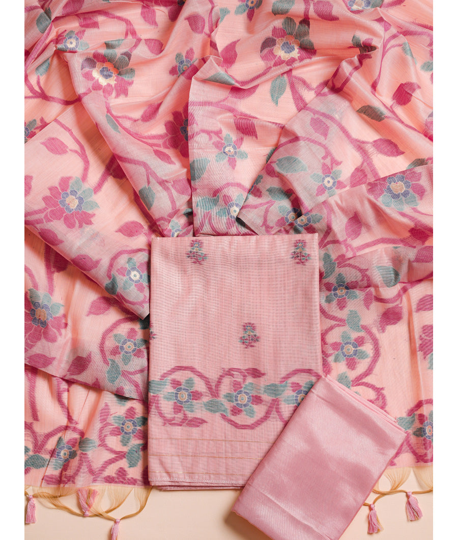 CHANDERI SILK JAMDHANI SUIT SET