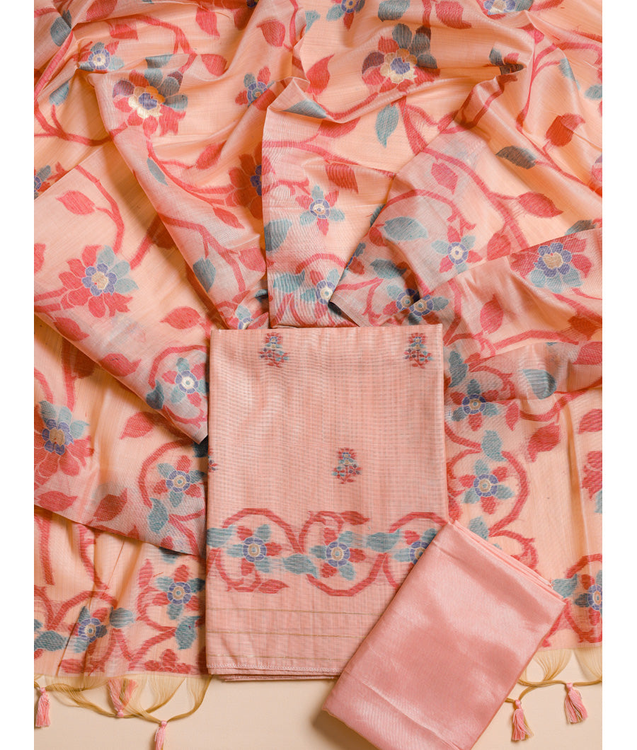 CHANDERI SILK JAMDHANI SUIT SET