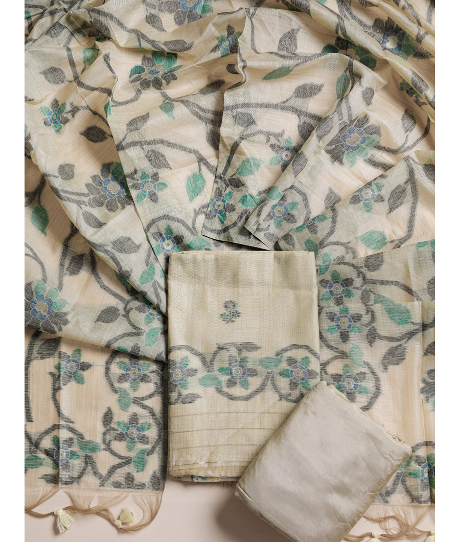 CHANDERI SILK JAMDHANI SUIT SET