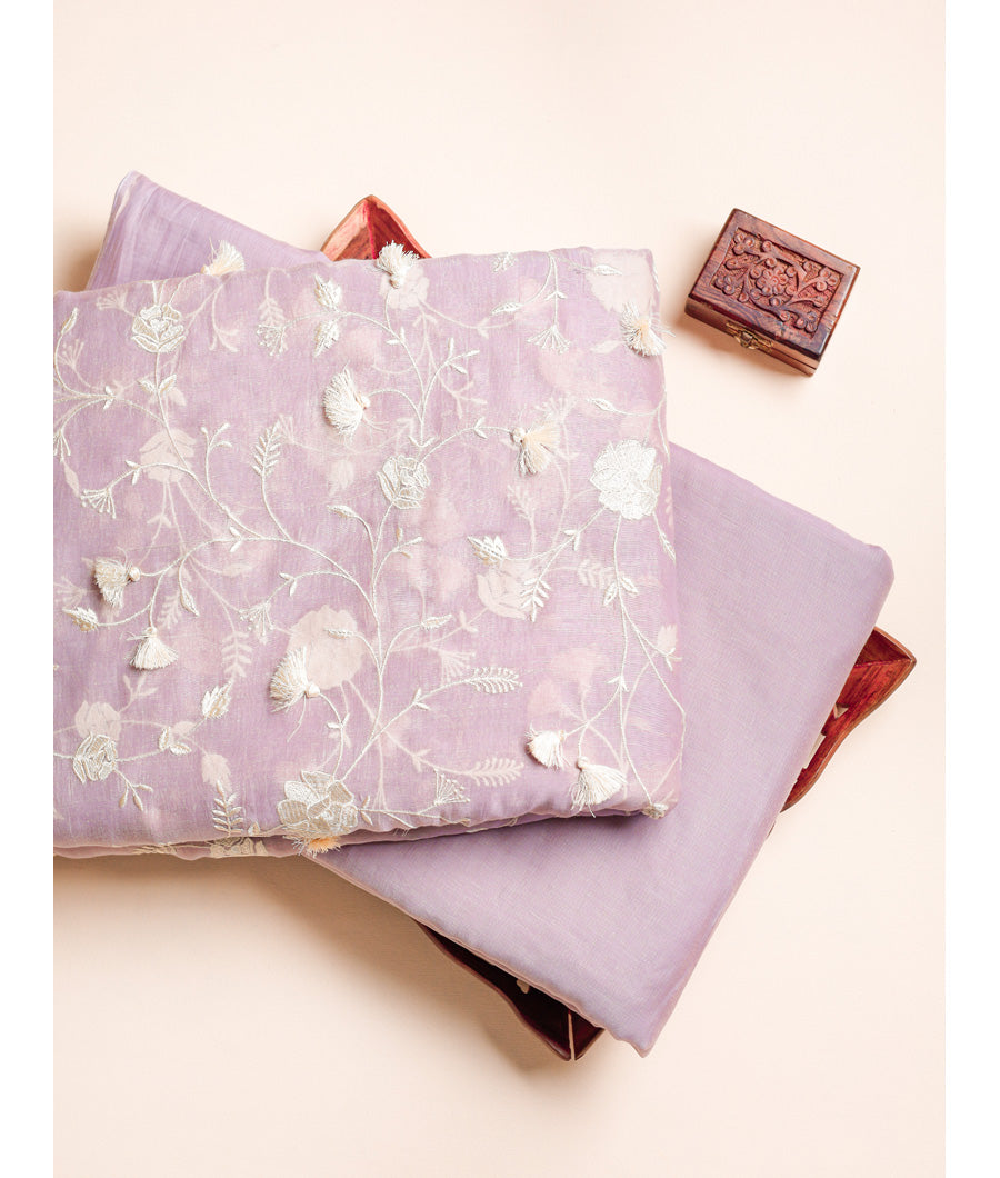 PREMIUM MUL CHANDERI EMBROIDERED WORK & PLAIN FABRICS