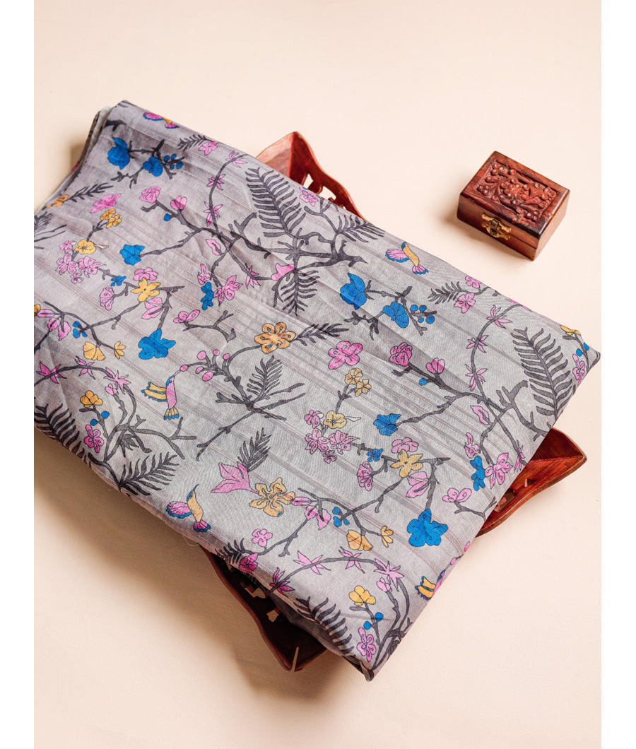 SEMI TUSSAR PRINTED FABRIC
