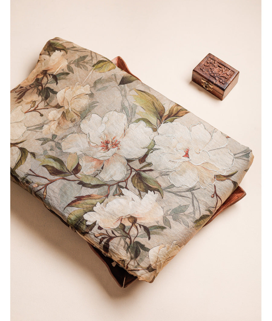 MOGRA CHANDERI FOIL PRINTED FABRIC