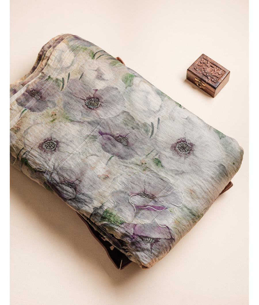 MOGRA CHANDERI FOIL PRINTED FABRIC