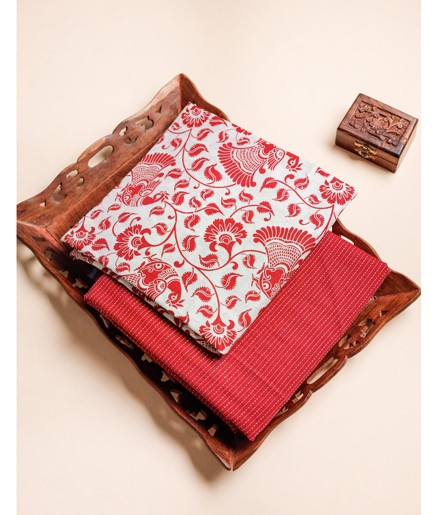 DUPION SILK TOP WITH COTTON BOTTOM