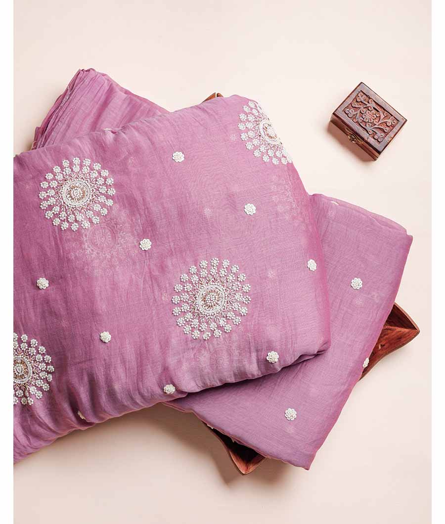 MALAI CHANDERI BEAD WORK FABRIC