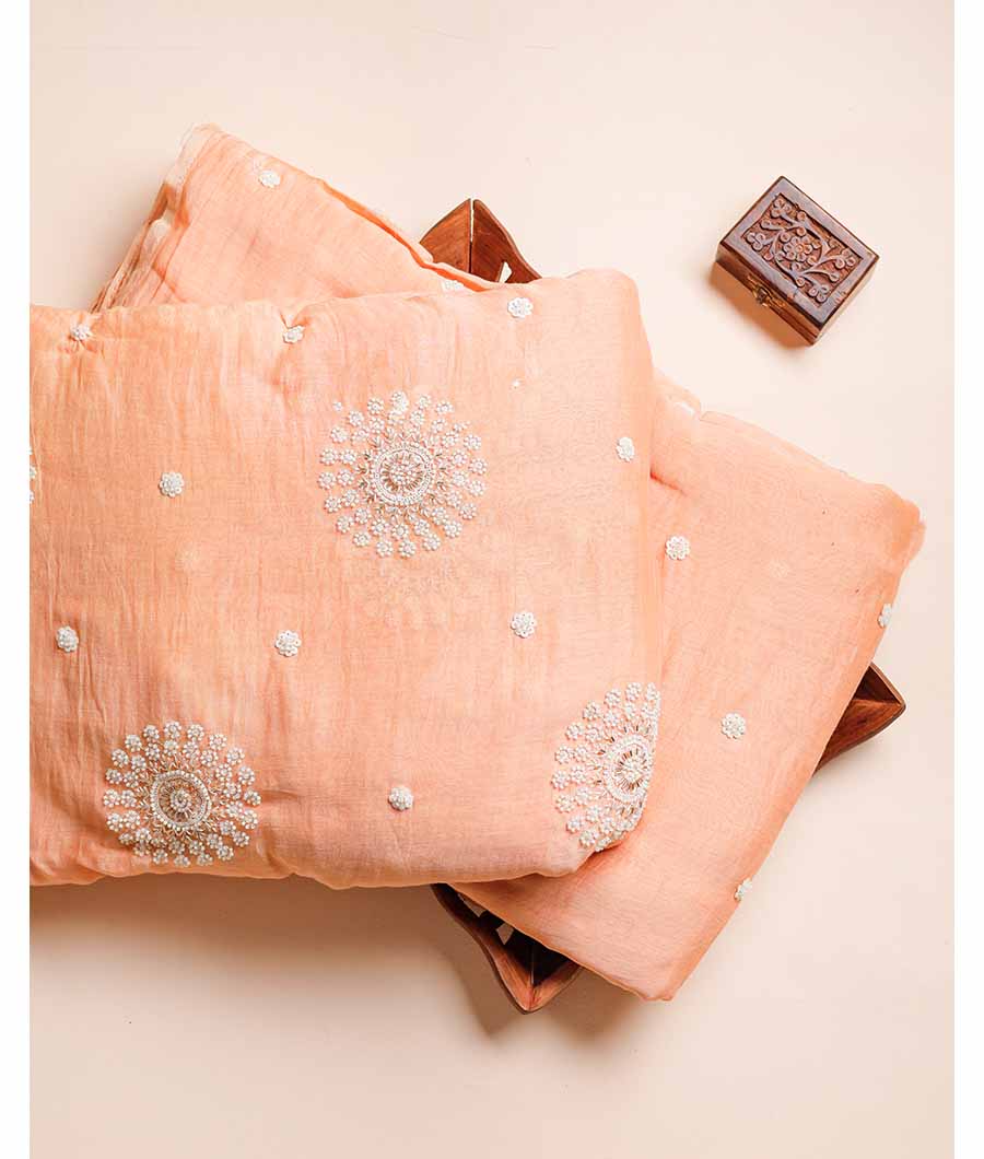 MALAI CHANDERI BEAD WORK FABRIC