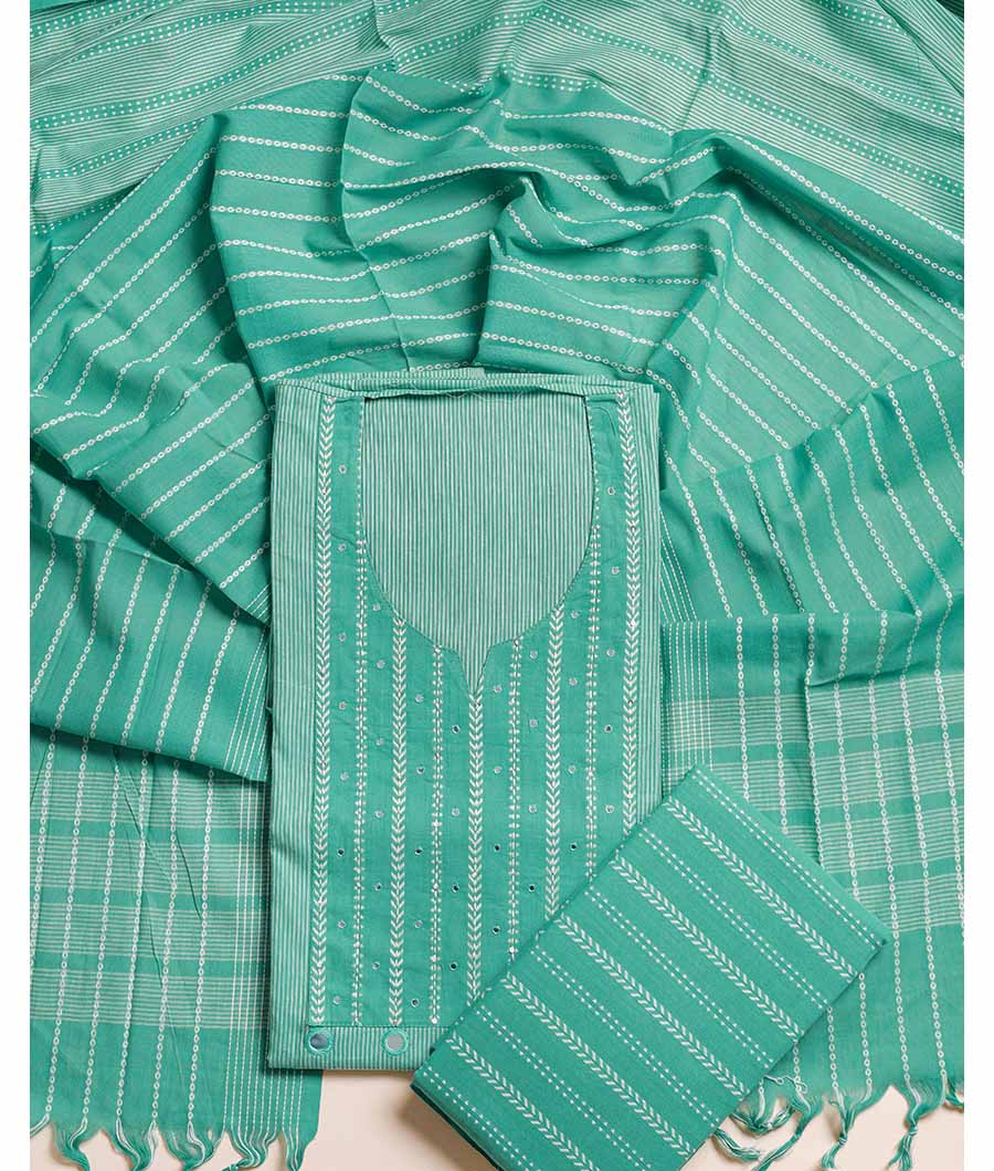 PURE COTTON WOVEN MIRROR WORK SUIT SET