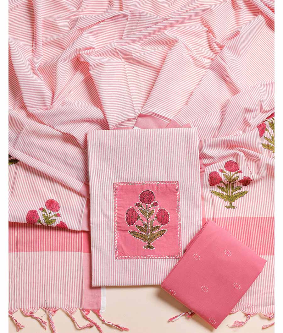 PURE COTTON WOVEN MIRROR WORK SUIT SET