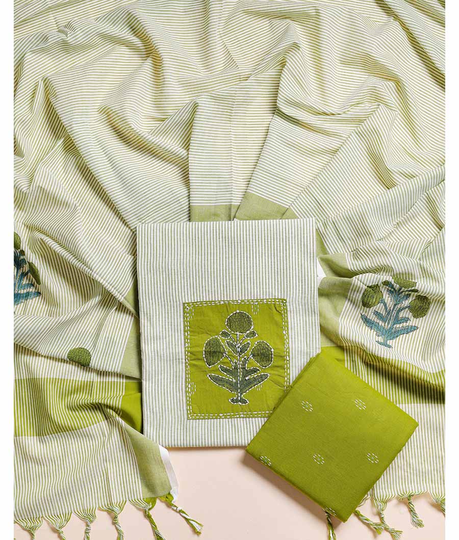 PURE COTTON WOVEN MIRROR WORK SUIT SET