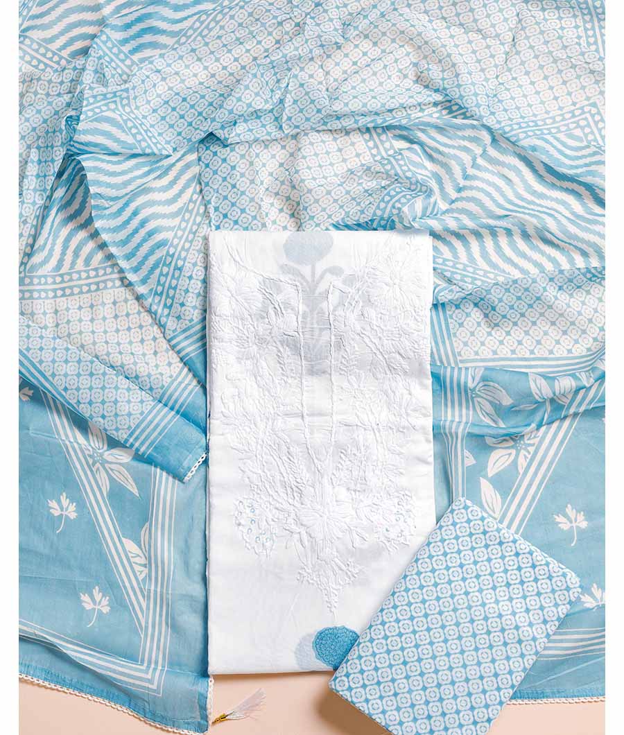PURE COTTON LUCKNOWI & KOTA HANDBLOCK DUPATTA SUIT SET