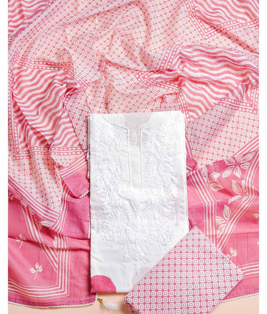 PURE COTTON LUCKNOWI & KOTA HANDBLOCK DUPATTA SUIT SET