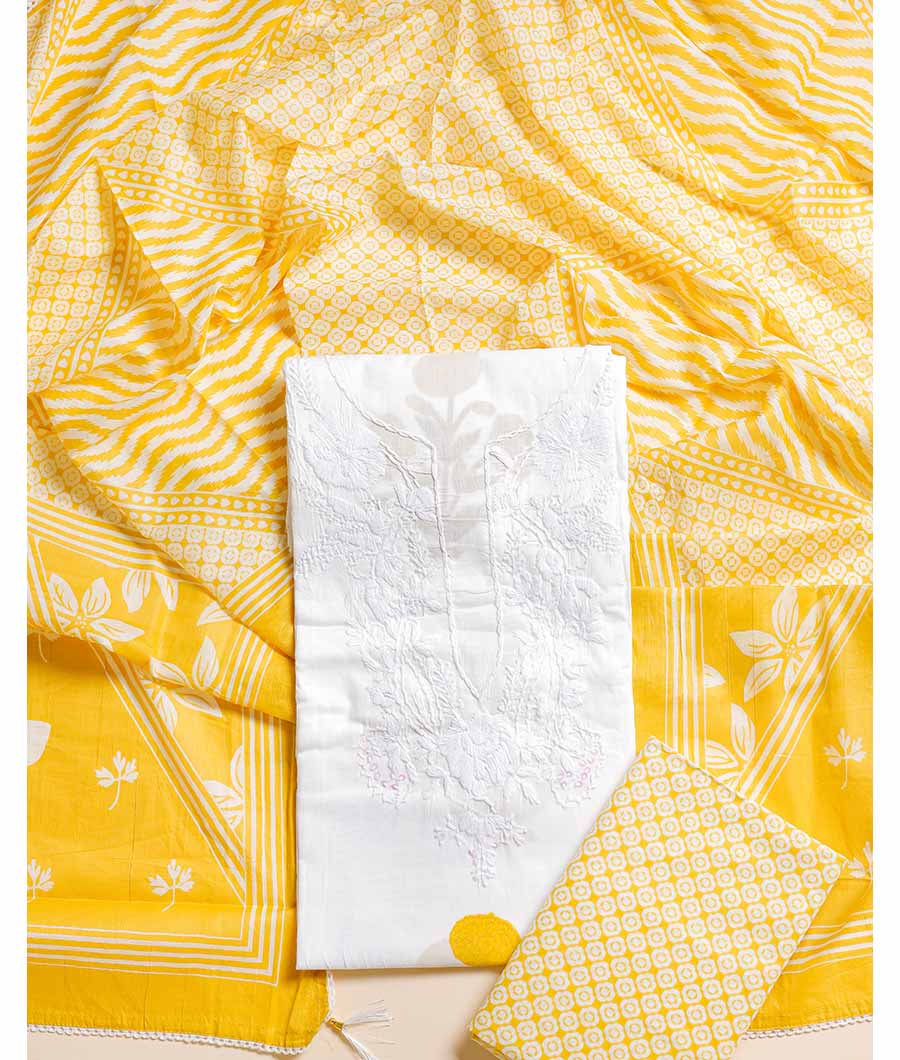 PURE COTTON LUCKNOWI & KOTA HANDBLOCK DUPATTA SUIT SET