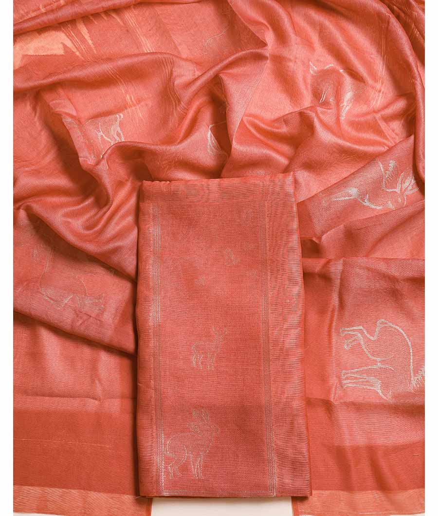 SUBTLE SELF WEAVE CHANDERI SILK SUIT SET