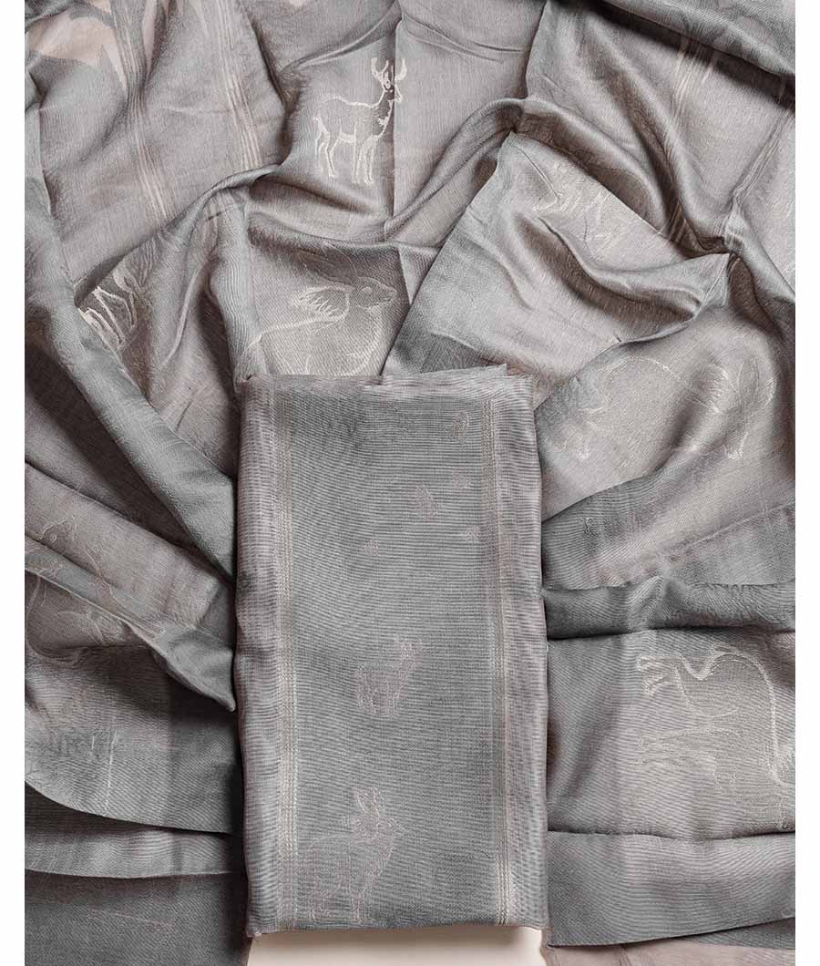 SUBTLE SELF WEAVE CHANDERI SILK SUIT SET