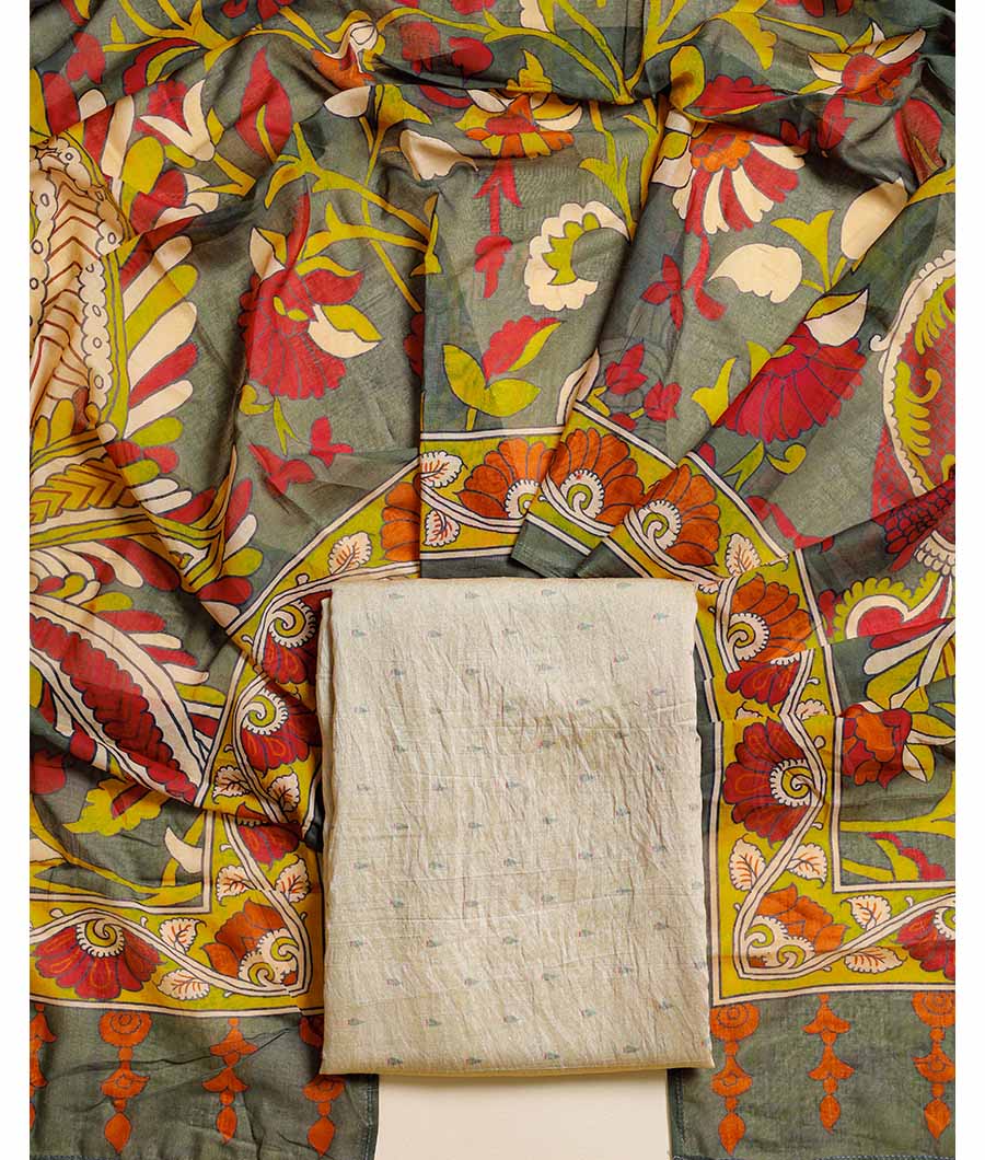MOGRA CHANDERI & KALAMKARI DUPATTA SUIT SET