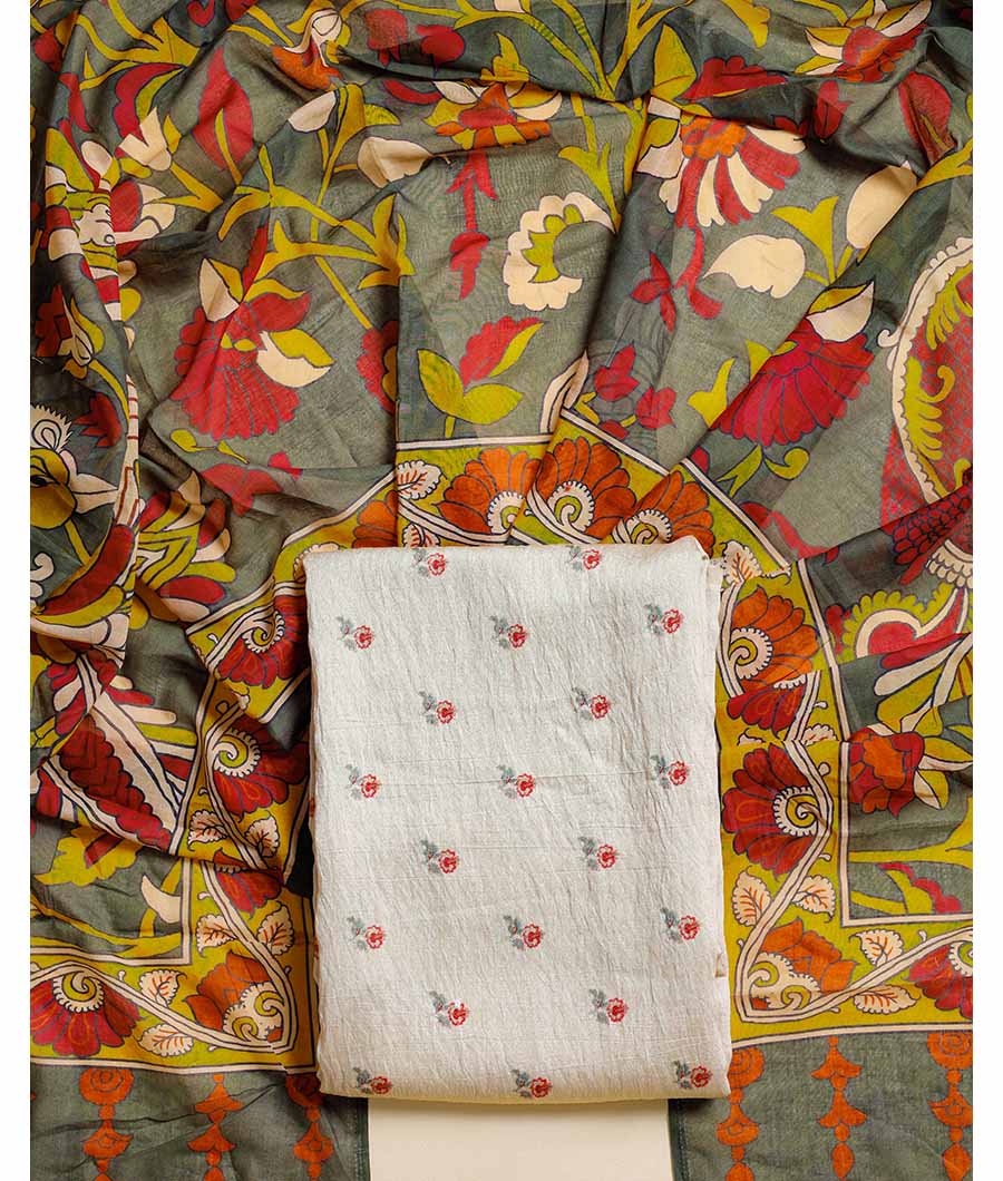 MOGRA CHANDERI & KALAMKARI DUPATTA SUIT SET