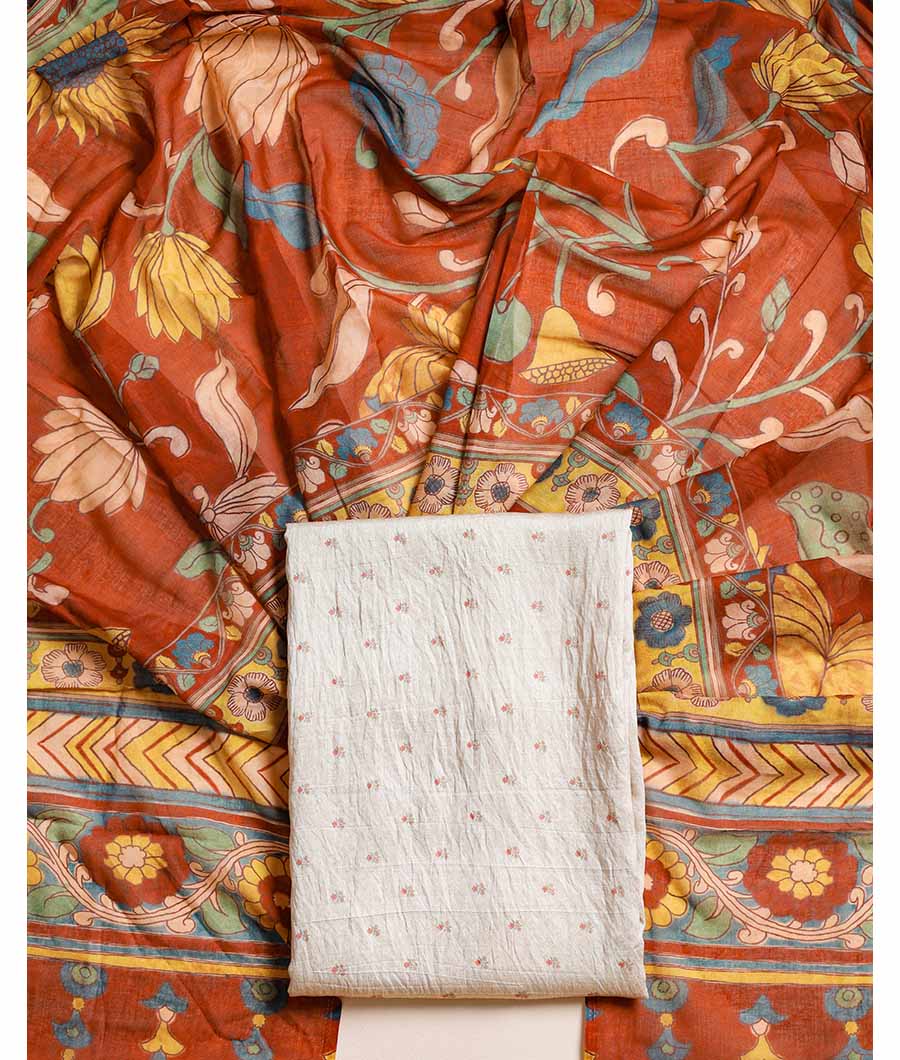 MOGRA CHANDERI & KALAMKARI DUPATTA SUIT SET