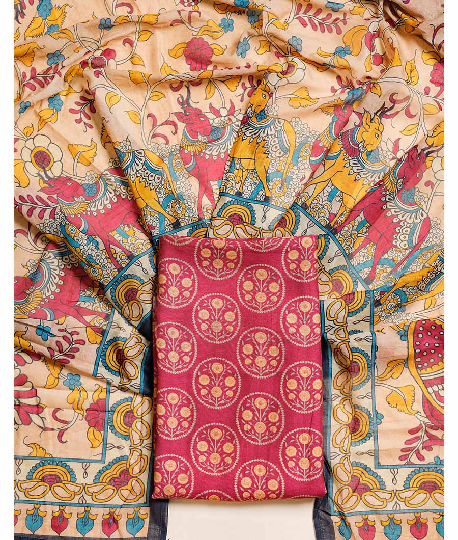 MOGRA CHANDERI & KALAMKARI DUPATTA SUIT SET