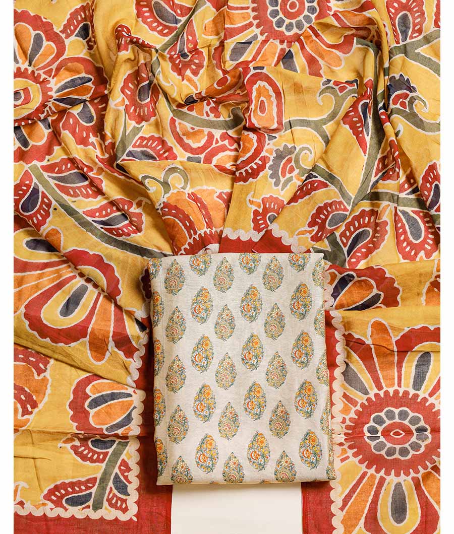 MOGRA CHANDERI & KALAMKARI DUPATTA SUIT SET